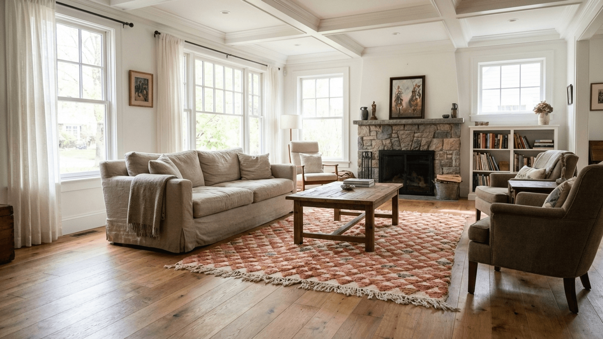 Marokkolainen Matto Käsintehty Villa 7x10 - Neutraali Ivory Terrakotta Moderni Boho Alue Matto Olohuoneeseen Makuuhuoneeseen - Mrirt