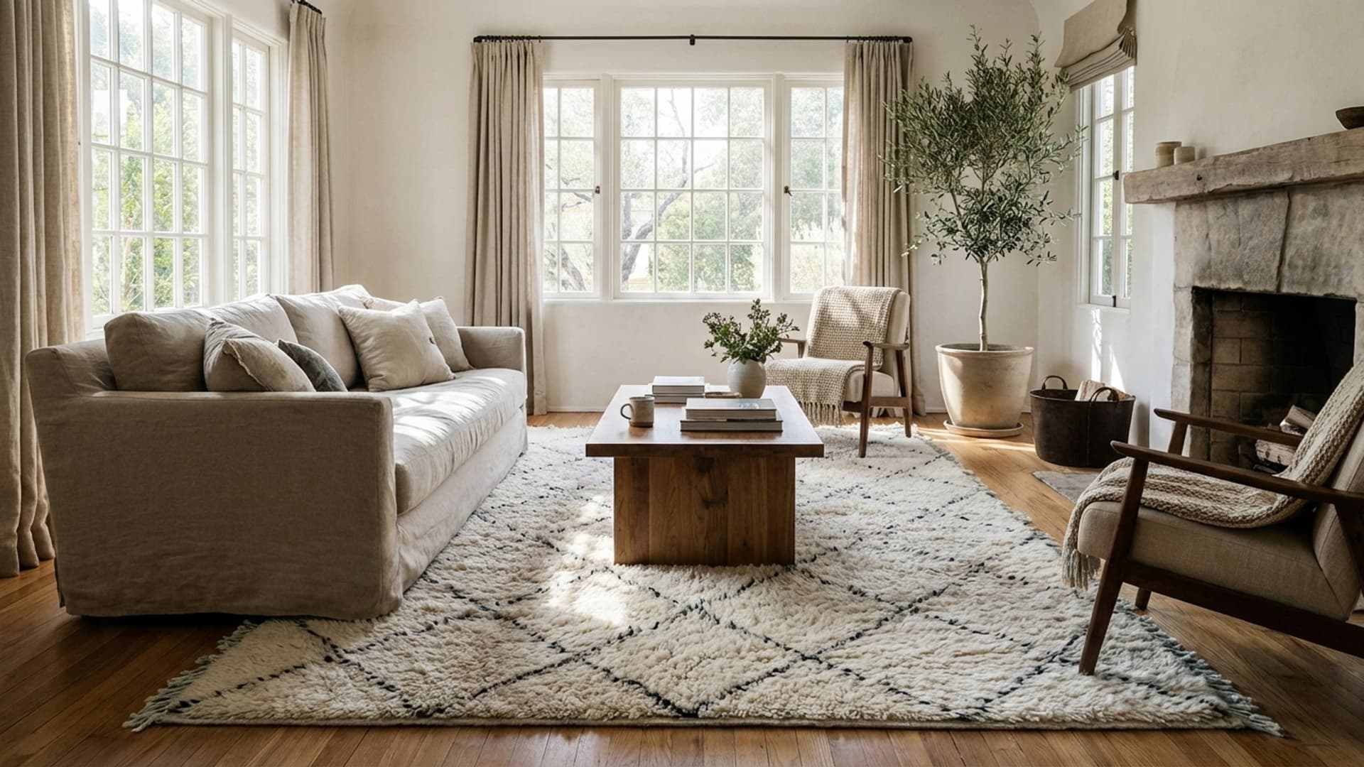 Marokkolainen matto käsintehty villa 2x4 - Ivory Black minimalistinen boho-alue matto makuuhuoneeseen ja eteiseen Beni Ourain