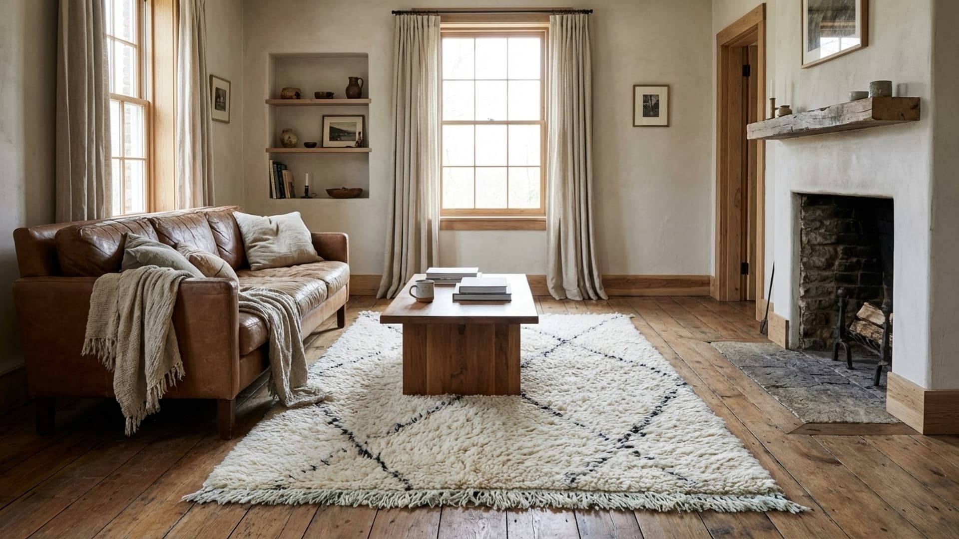 Tapis Marocain Fait Main en Laine 3x4 - Tapis Boho Diamant Noir et Ivoire pour Salon Chambre - Beni Ourain