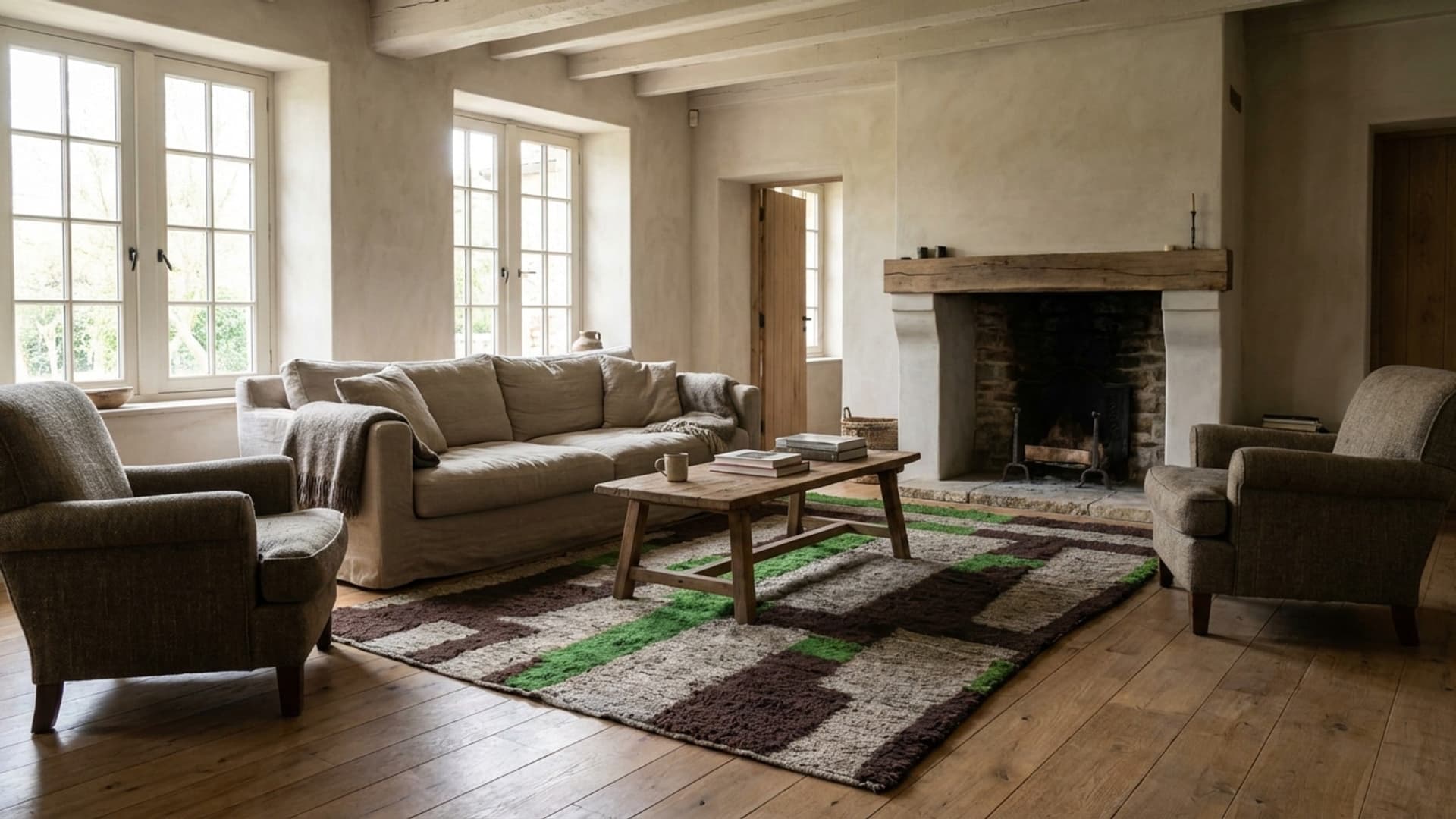 Marokkolainen Käsintehty Villa Matto 7x10 - Neutraali Harmaa Ruskea Vihreä Moderni Boho Alue Matto Olohuoneeseen Makuuhuoneeseen - Mrirt