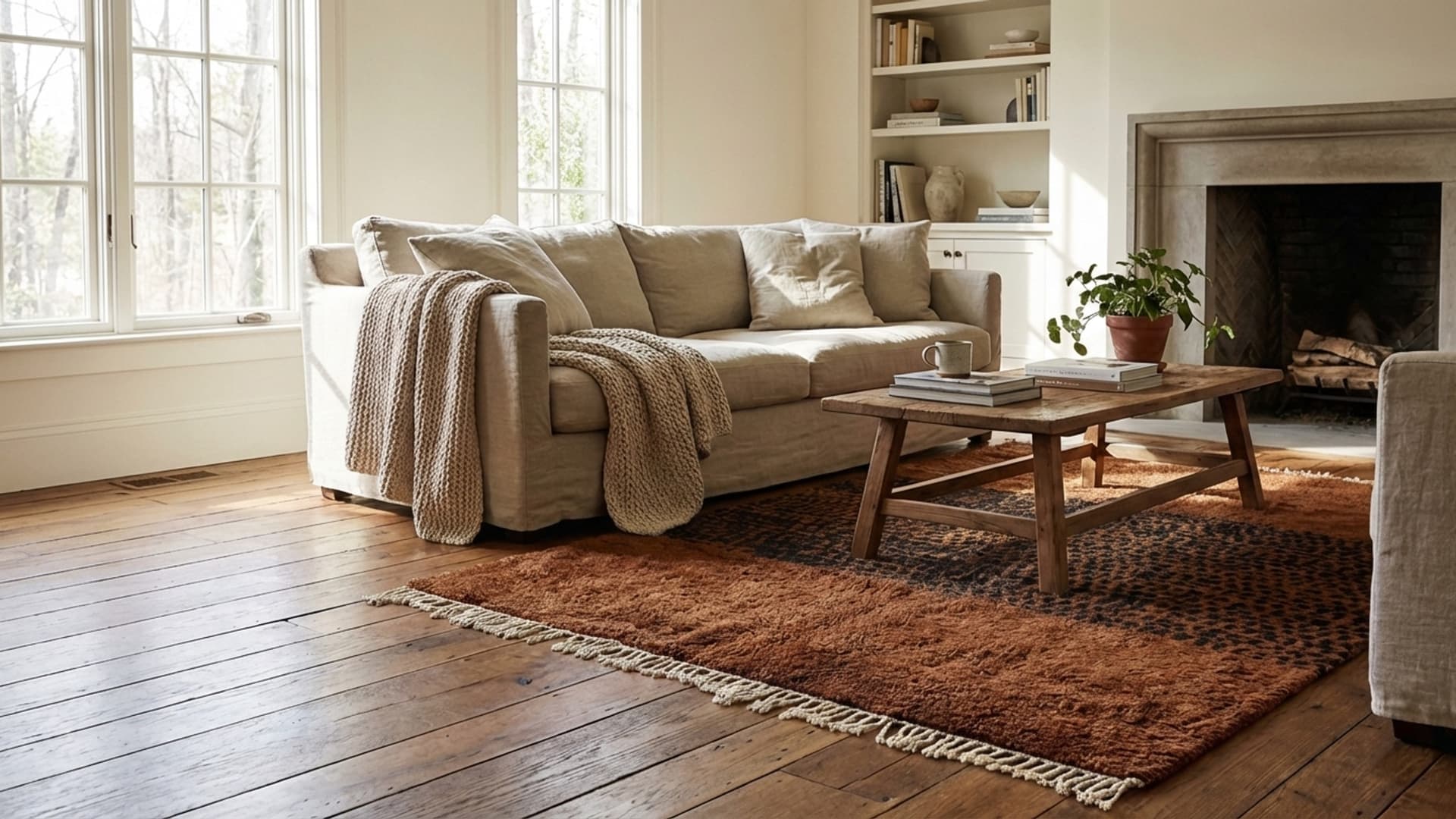 Marokkolainen matto käsintehty villa 5x8 - ruskea musta moderni boho alue matto olohuoneeseen makuuhuoneeseen - Berber