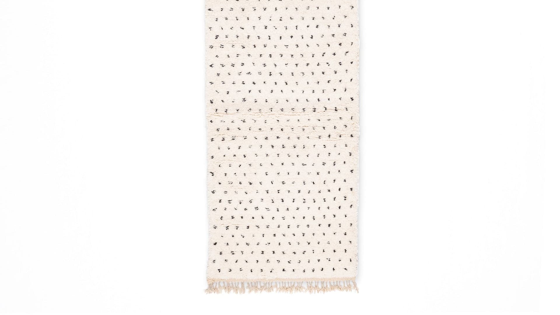Moroccan Rug Handmade Wool - Ivory Neutral Minimalist Runner Area Rug for Entryway Hallway Bedroom Beni Ourain