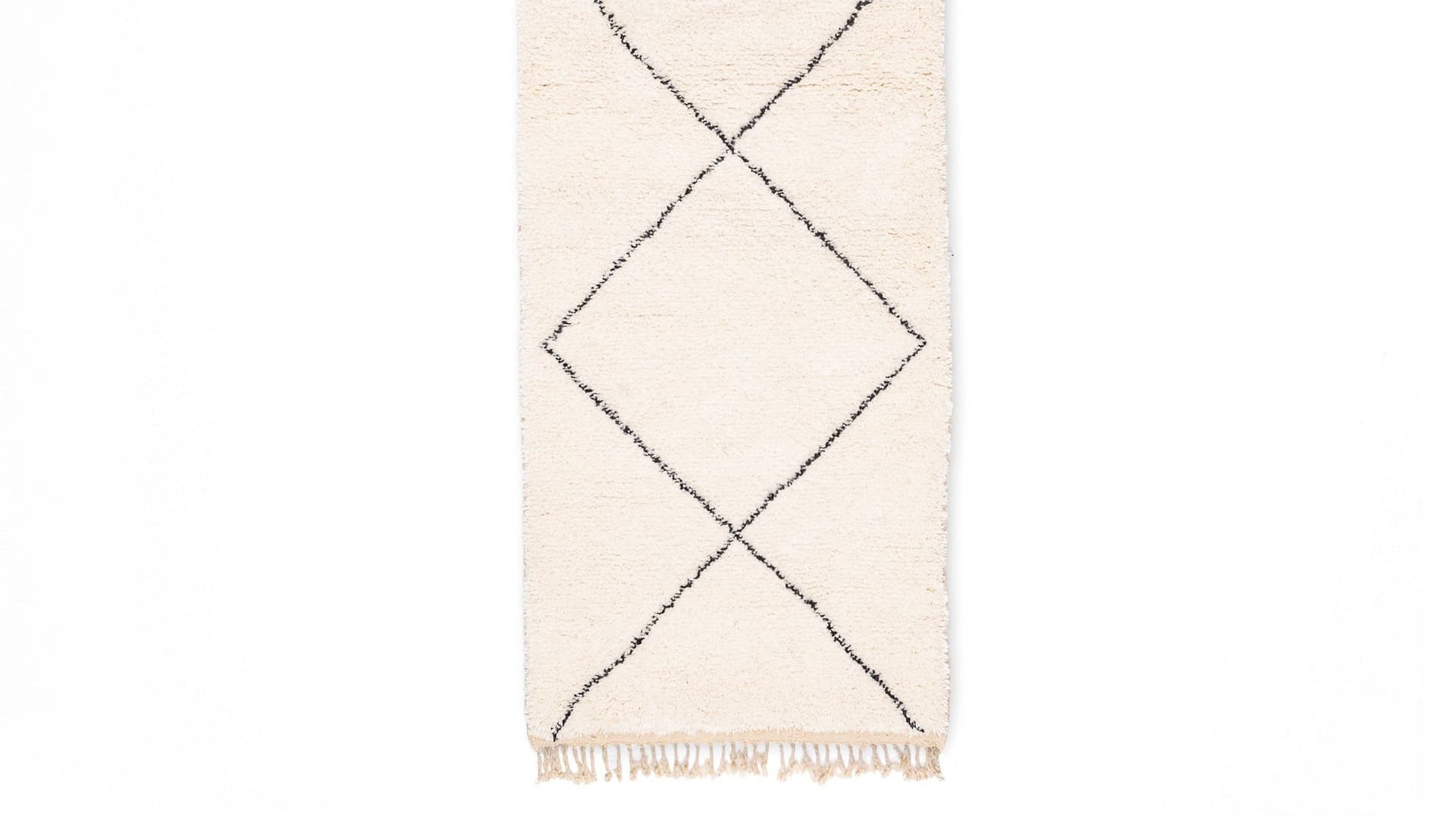 Moroccan Rug Handmade Wool Ivory Neutral Minimalist Runner Area Rug for Hallway Entryway Beni Ourain