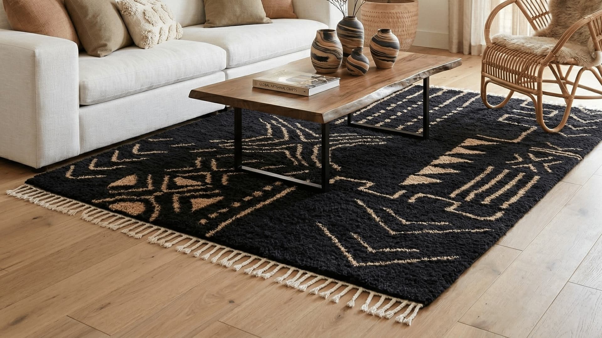 Handmade Wool Rug Boho Living Room Decor