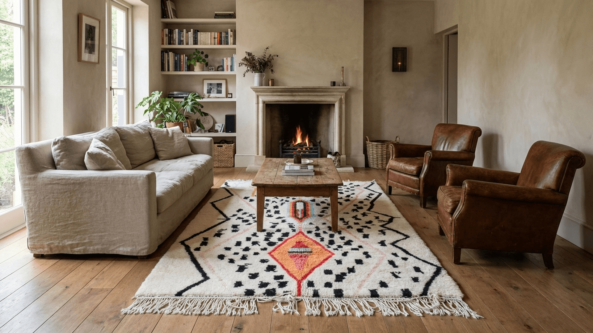 Cream Pink Diamond Azilal Rug