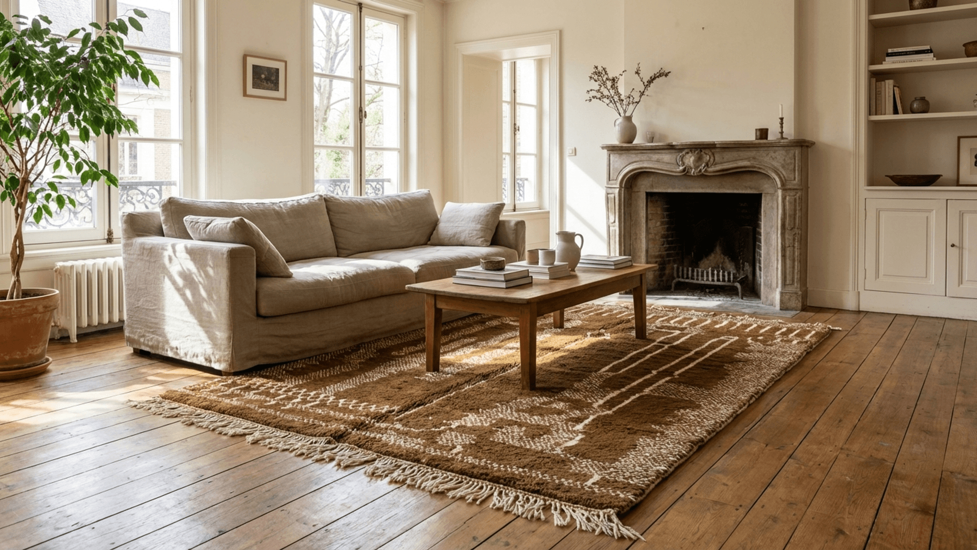 Olive Geometric Beni Mrirt Rug