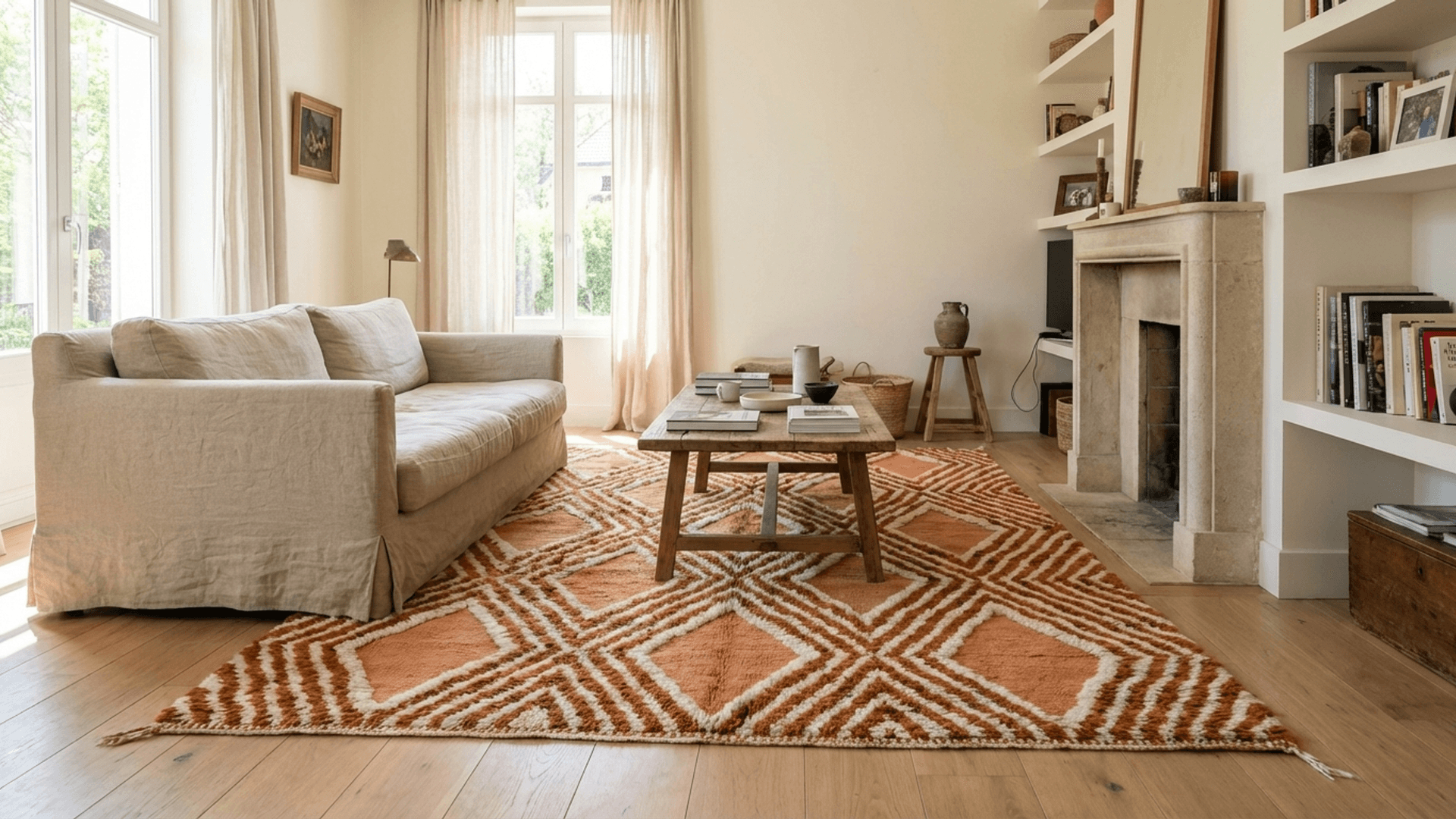 Terracotta Diamond Beni Mrirt Rug