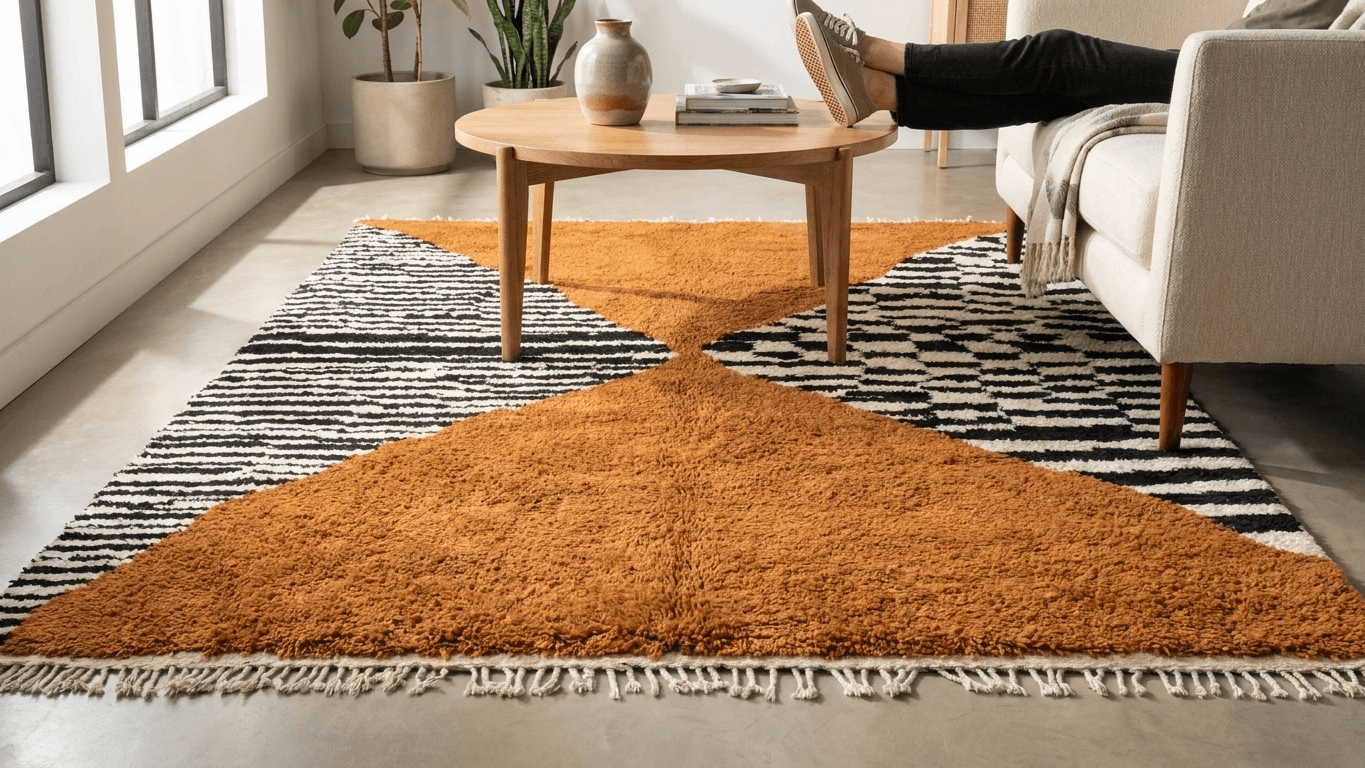 Orange Diamond Beni Ourain Rug
