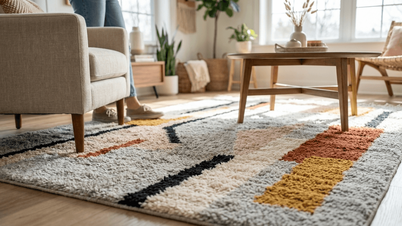 Multicolor Block Stripe Beni Ourain Rug