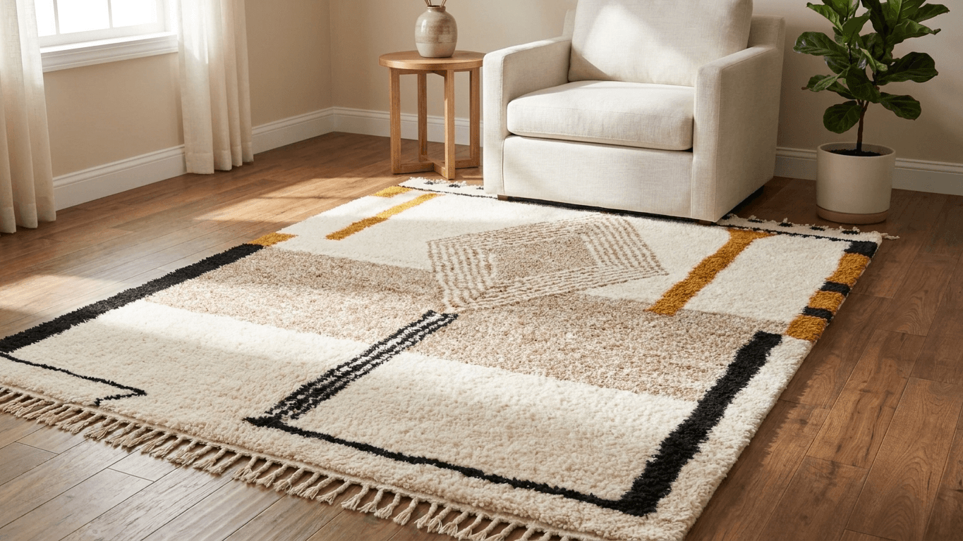 Ivory Geometric Beni Ourain Rug