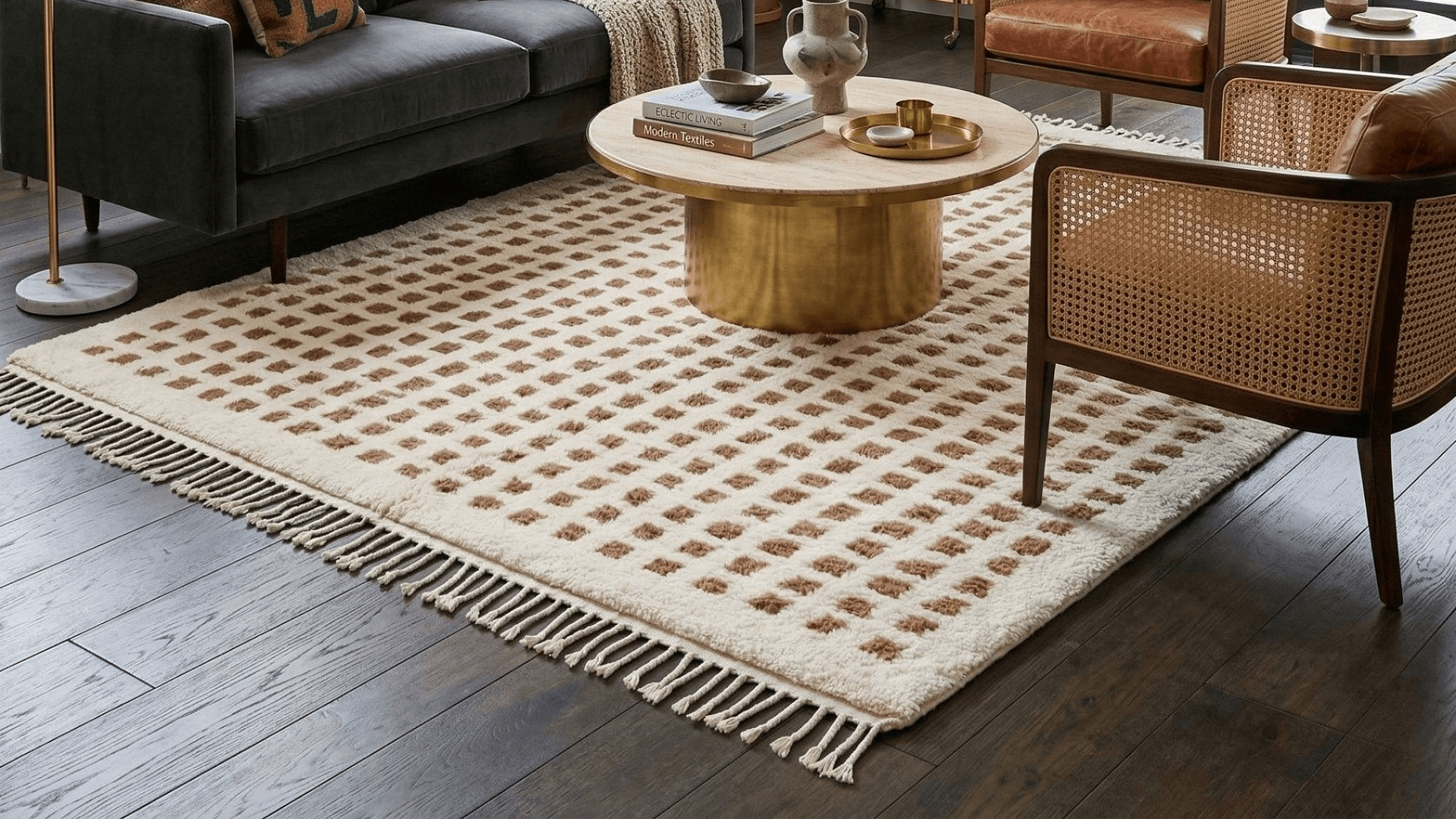 Ivory Lozenge Beni Ourain Rug