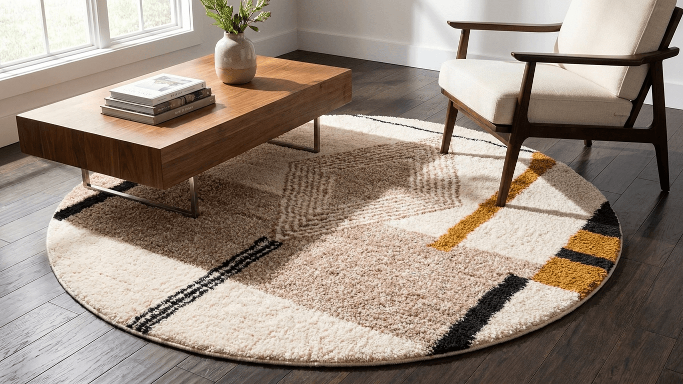Neutral Geometric Beni Ourain Rug