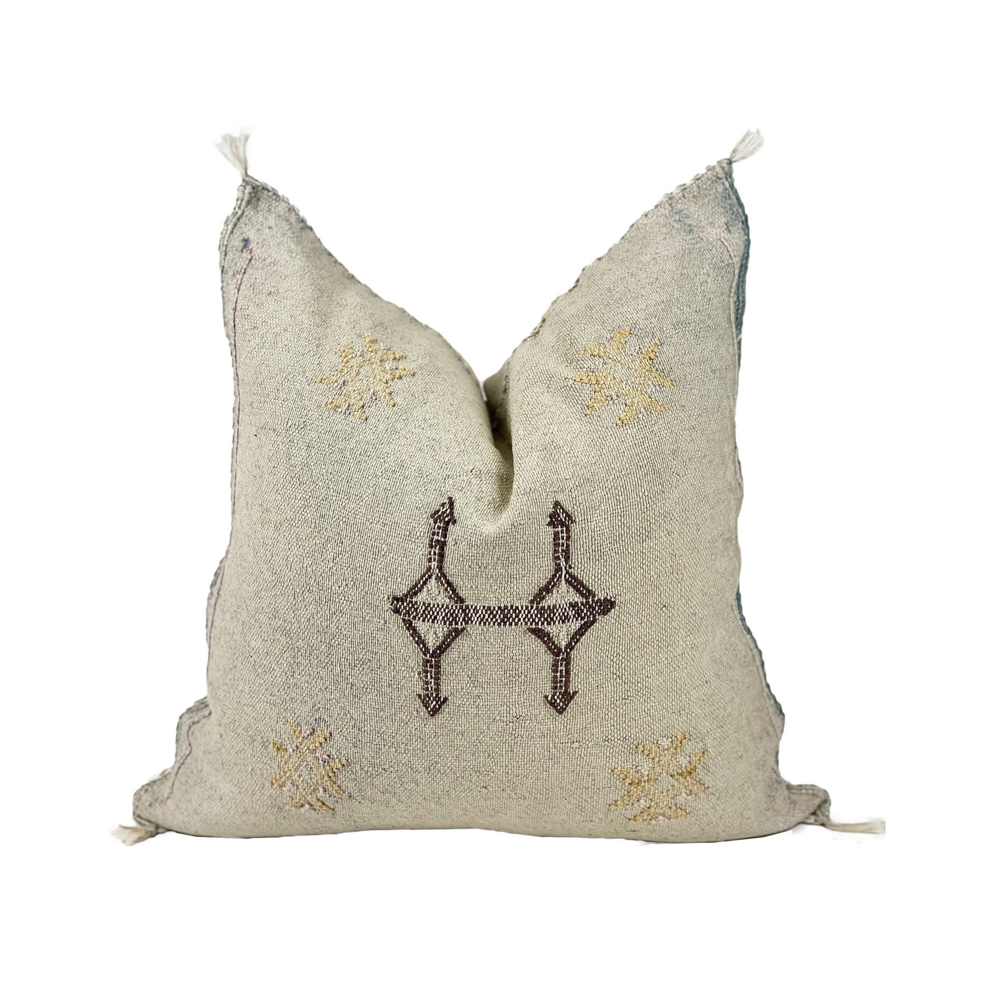 Beige Moroccan Cactus Silk Pillow ALL SIZES