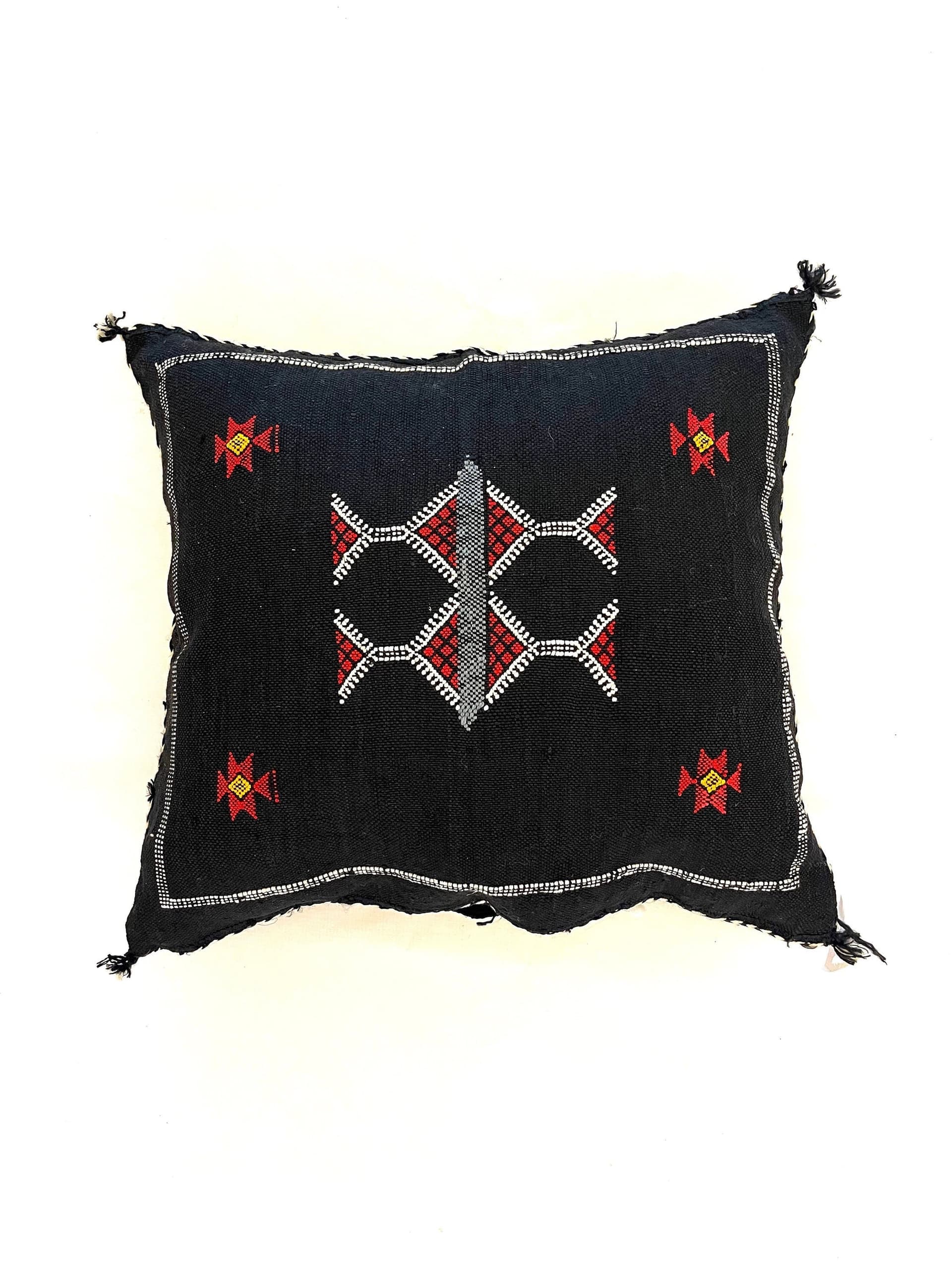 Black Moroccan Cactus Silk Pillow ALL SIZES