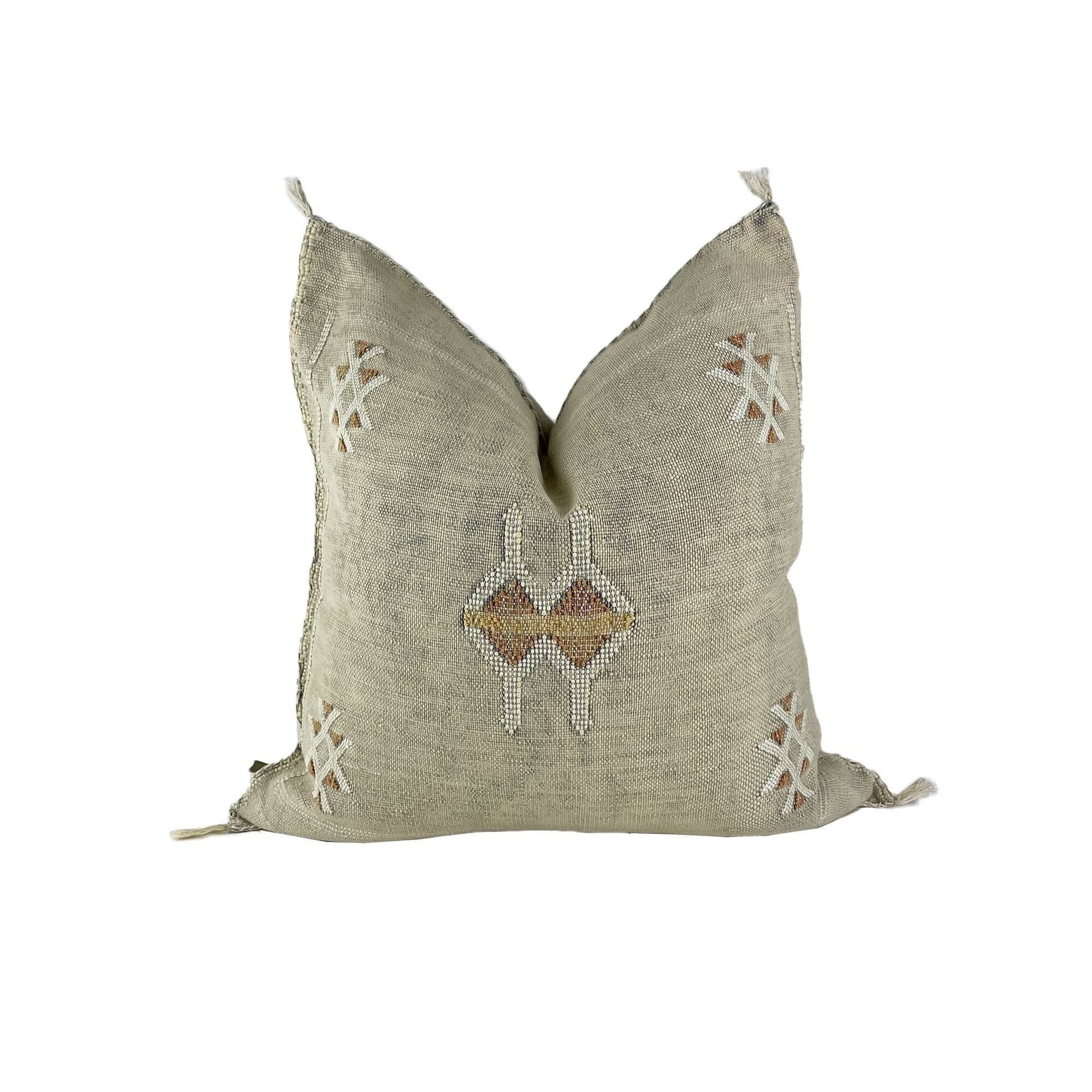 Beige Moroccan Cactus Silk Pillow ALL SIZES