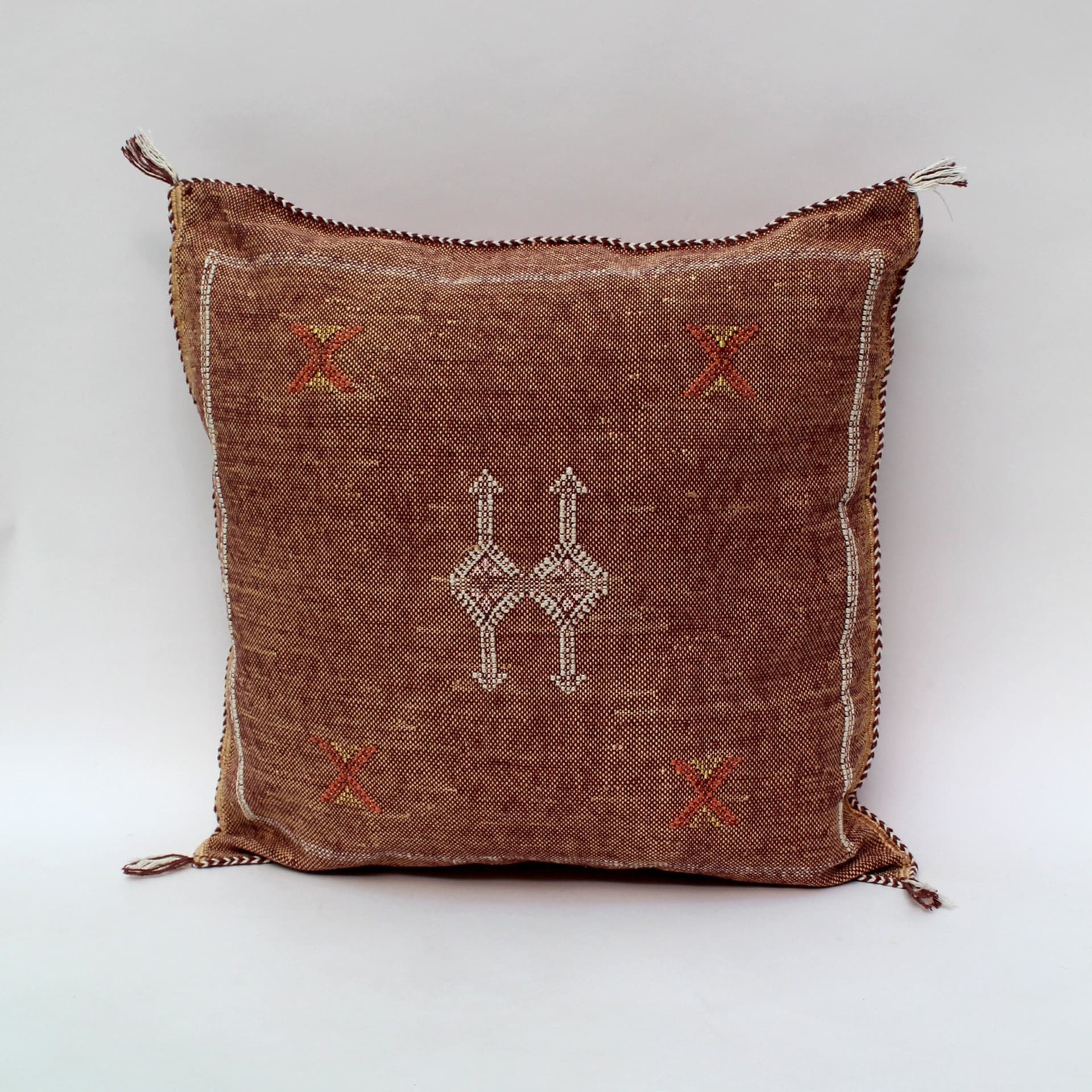 Bronze Pillows silk All sizes ,Pillow Cactus Silk, Brown Lumbar Cushion Handmade Silk Decorative Pillow, Moroccan Sabra Decorative Cushion