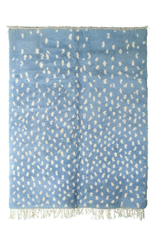 Light Blue & White Modern Moroccan Rug Dotted Pattern