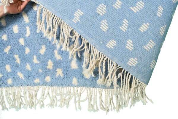 Light Blue & White Modern Moroccan Rug Dotted Pattern – Image 10