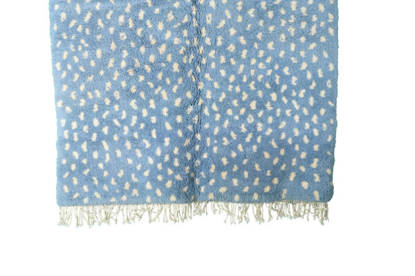 Light Blue & White Modern Moroccan Rug Dotted Pattern – Image 8