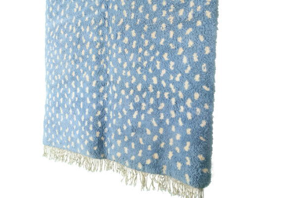 Light Blue & White Modern Moroccan Rug Dotted Pattern – Image 6