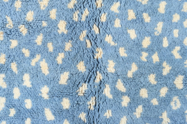 Light Blue & White Modern Moroccan Rug Dotted Pattern – Image 2