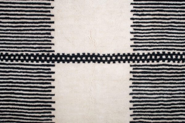 White and Black Moroccan Rug Railway Rug – Image 2