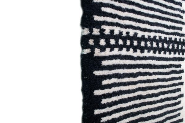 White and Black Moroccan Rug Railway Rug – Image 3