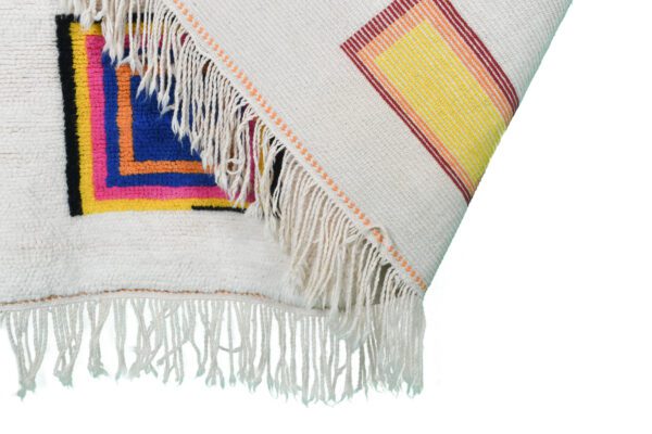 White Moroccan Rug Square Art Rug - Imagen 10