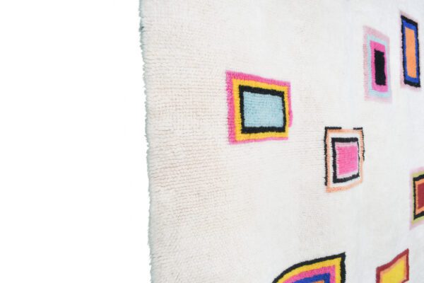 White Moroccan Rug Square Art Rug - Imagen 3