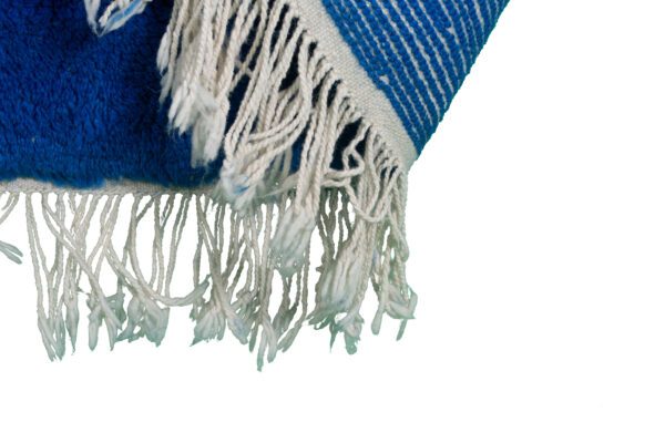 White Blue Orange Moroccan Rug Solid color line Rug - Image 10