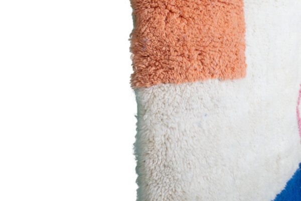 White Blue Orange Moroccan Rug Solid color line Rug - Image 3