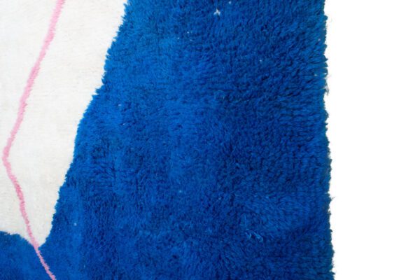 White Blue Orange Moroccan Rug Solid color line Rug - Image 4