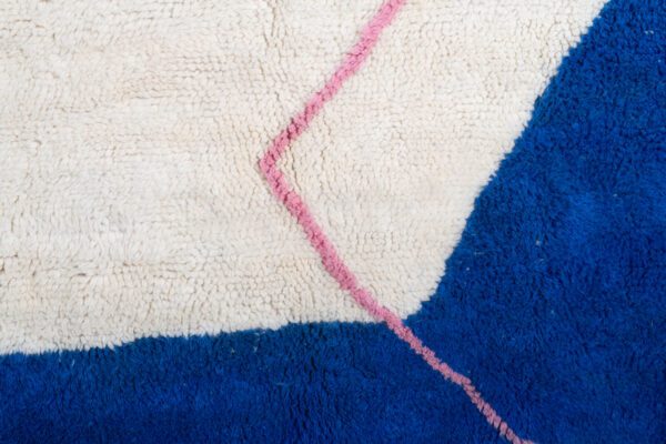 White Blue Orange Moroccan Rug Solid color line Rug - Image 5