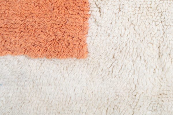 White Blue Orange Moroccan Rug Solid color line Rug - Image 6