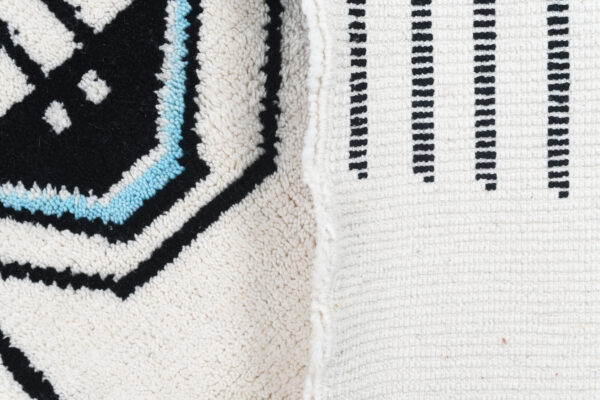 White Modern Moroccan Rug: Abstract Face Design - Image 10
