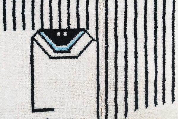 White Modern Moroccan Rug: Abstract Face Design - Image 3