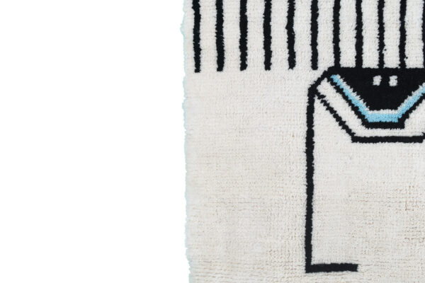 White Modern Moroccan Rug: Abstract Face Design - Image 5
