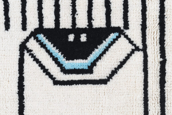 White Modern Moroccan Rug: Abstract Face Design - Image 2