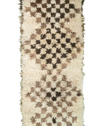 Tapis Boucherouite vintage carré blanc