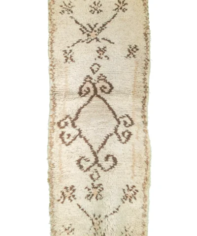 Tapis Boucherouite Vintage blanc orné