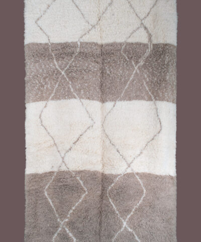 White and Brown Beni Ourain Rug