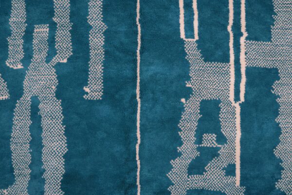 Blue Azure and White Symbolic Modern Moroccan Rug – Image 2