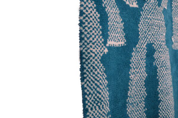 Blue Azure and White Symbolic Modern Moroccan Rug – Image 3