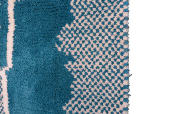 Blue Azure and White Symbolic Modern Moroccan Rug – Image 4