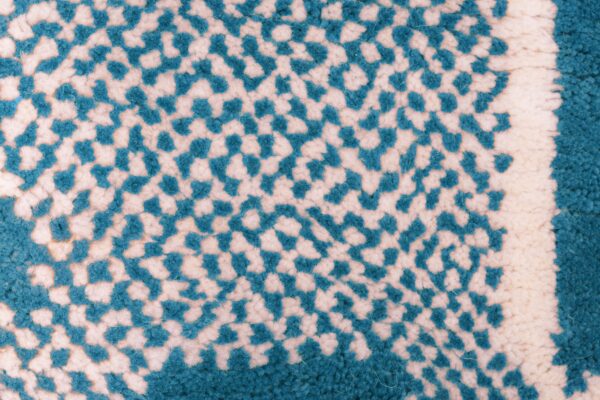 Blue Azure and White Symbolic Modern Moroccan Rug – Image 6