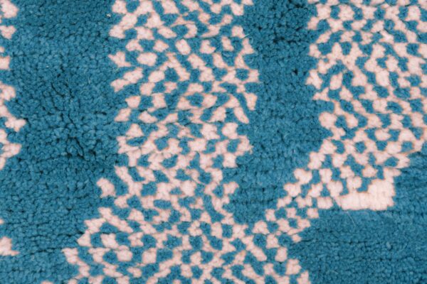 Blue Azure and White Symbolic Modern Moroccan Rug – Image 7