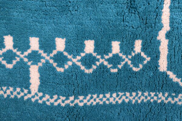 Blue Azure and White Symbolic Modern Moroccan Rug – Image 8