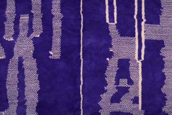 Purple and White Symbolic Modern Moroccan Rug – Image 2