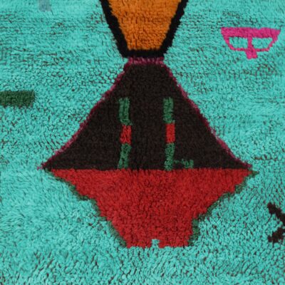 Turquoise Abstract Multicolored Modern Moroccan Boujaad Rug - Imagen 3