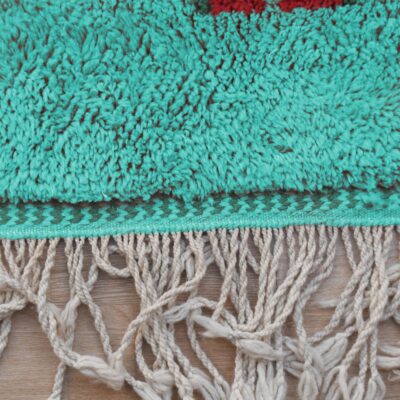 Turquoise Abstract Multicolored Modern Moroccan Boujaad Rug - Imagen 5